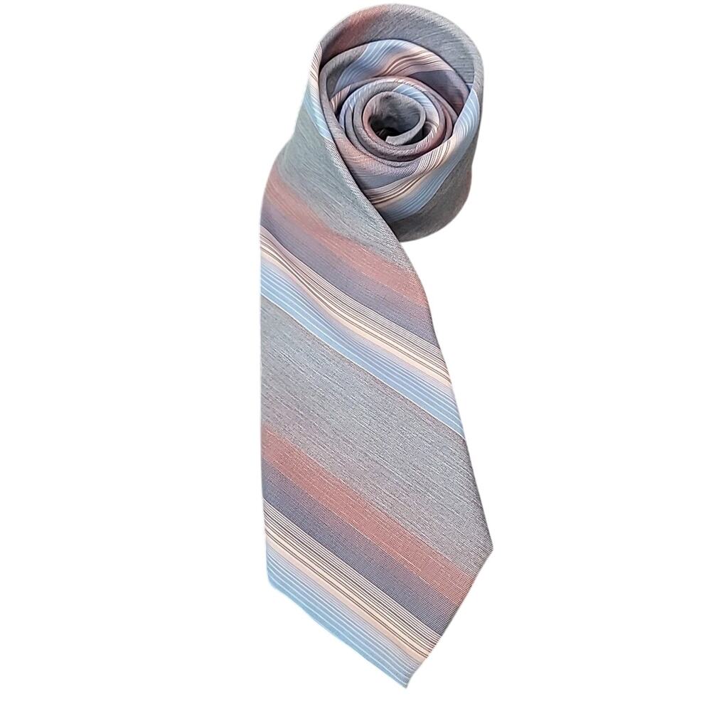 Vtg 60s Necktie Michael Reed Silk PolyCloth Repp Tie MCM Regimental Cravat 3x60